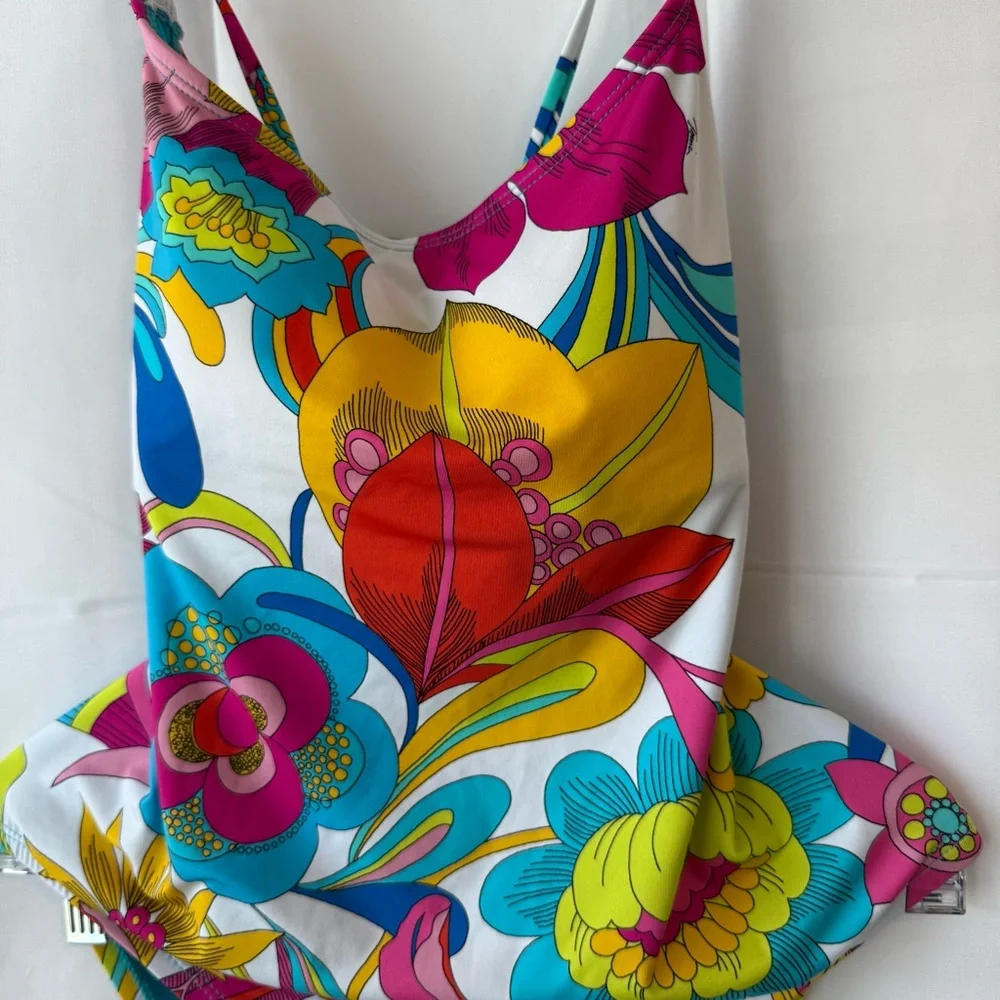 Trina Turk Red and Yellow One Piece Swimsuit - Picture 2 of 12